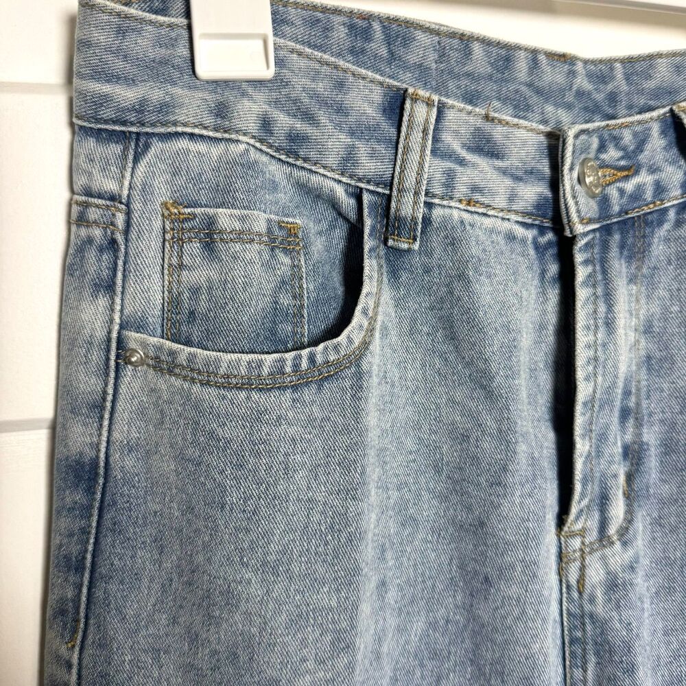 Princess Polly Fawcett Jeans Women's 6 High Rise Wide Leg Straight Raw Hem Denim